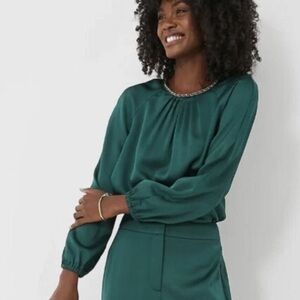 Tuckernuck Rainforest Green Adah Satin Like Blouse Size XL